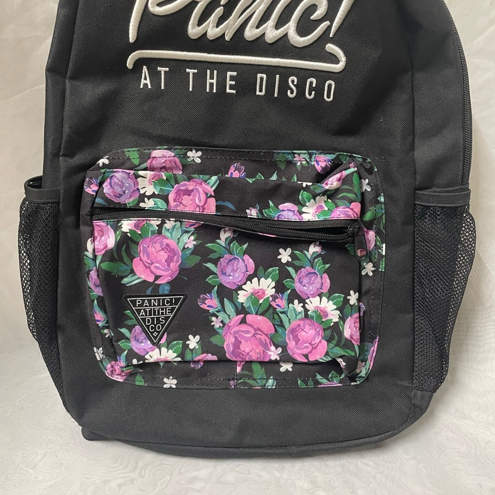 Hot Topic Black and Purple Floral Kids Backpack
